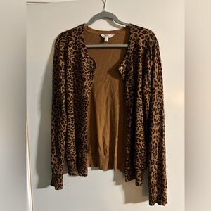 Time and Tru Animal Print Button-Up Cardigan